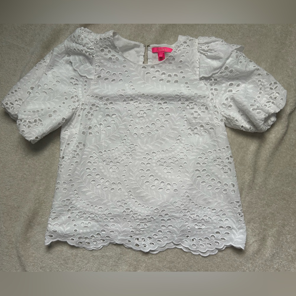 Lilly Pulitzer White Eyelet Puff Sleeve Top